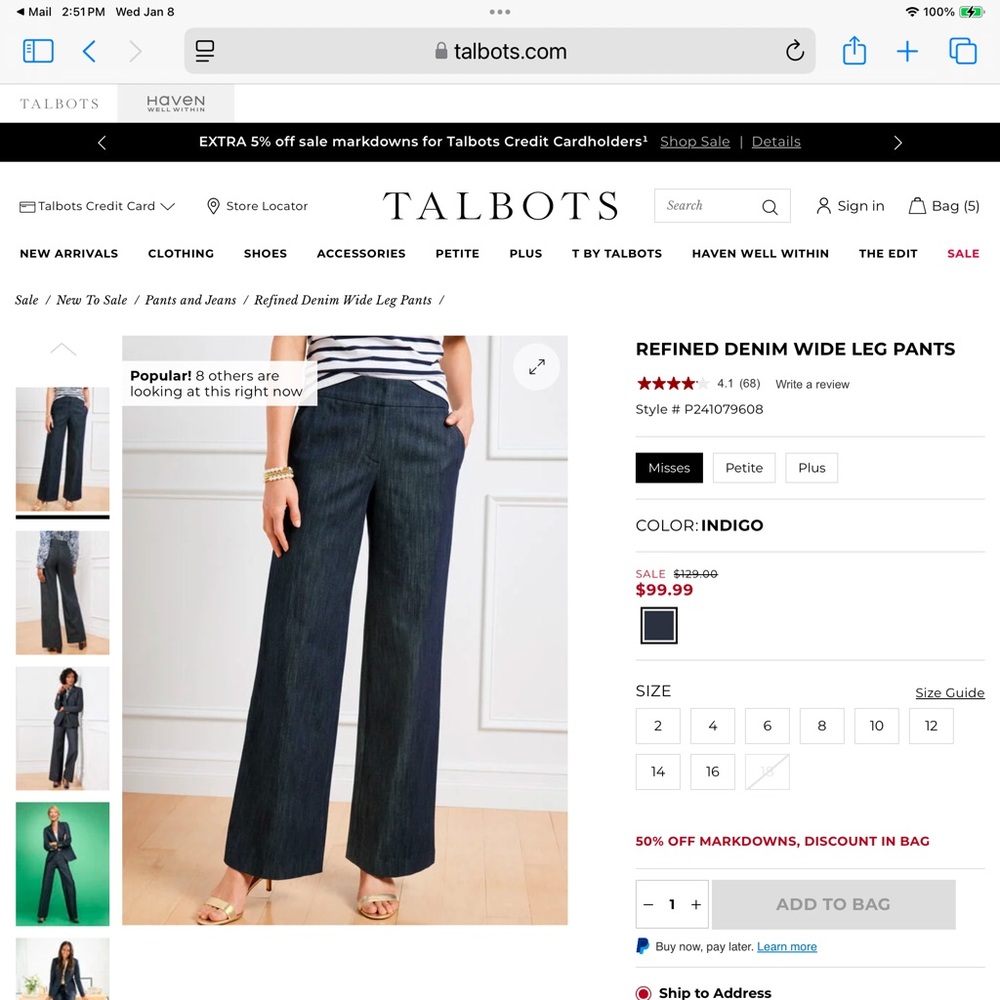 Brand new Refined denim pants by Talbots